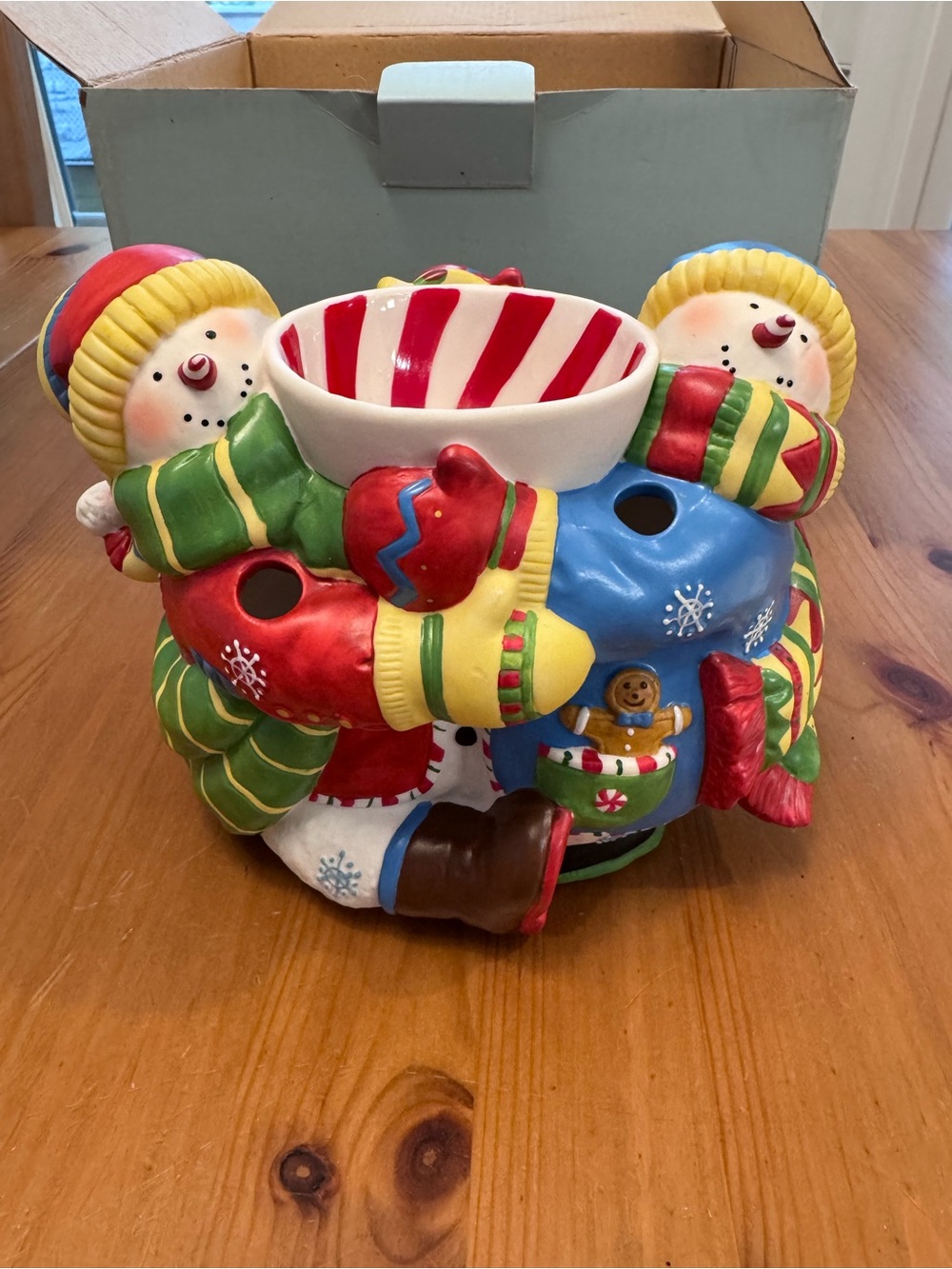 PartyLite Multicolor Snowman Aroma Melts warmer - Red, Green, Blue, Yellow